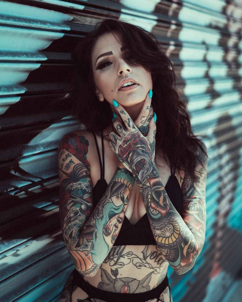 Tattooed model Angela Mazzanti, alternative photo model, inked girl | USA