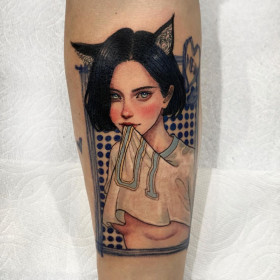 Portraits of fairytale heroines in tattoos by Leesu