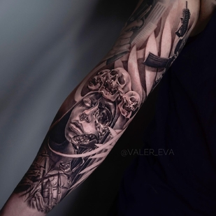 Männlich Schwarz Realismus tattoo auf Unterarm #61125 | Tattoo Artist Lera Valer_eva