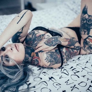 🔥 Heiße Fotos, Model-Portfolio  #16454 Tätowiermodell Slim Suicide