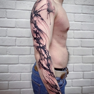 Männlich Schwarz und Grau  tattoo auf Ärmel #64453 | Tattoo Artist Anton Kovrigin (Yellow Dog)