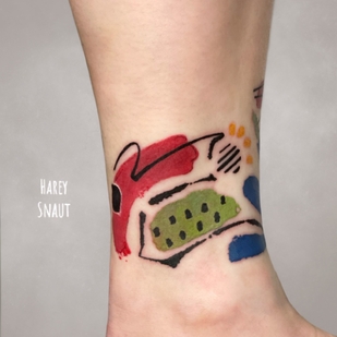 Weiblich Farbe Abstrakt tattoo auf Schienbein #53611 | Tattoo Artist Harey Snaut