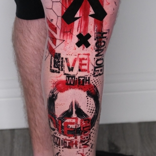 Männlich  Trash Polka tattoo auf Bein #65881 | Tattoo Artist Nik Lucas