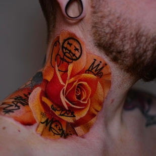 Männlich Farbe Realismus tattoo auf Hals #66199 | Tattoo Artist PONY WAVE