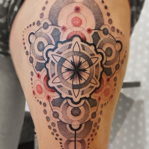 Weiblich Farbe Dotwork tattoo auf Bein #67844 | Tattoo Artist Ioann Leo ( LEO-VAN )