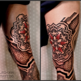 Männlich Farbe Ornamental tattoo auf Oberschenkel #67981 | Tattoo Artist Ioann Leo ( LEO-VAN )