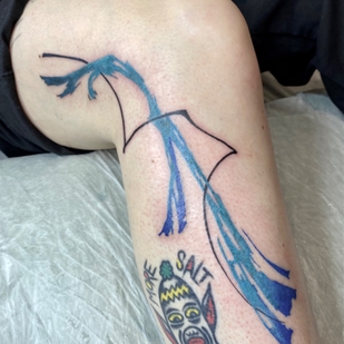 Weiblich Farbe Abstrakt tattoo auf Bein #68018 | Tattoo Artist Mary Nepostaeva