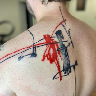 Männlich Farbe Abstrakt tattoo auf Rücken #69018 | Tattoo Artist Mary Nepostaeva