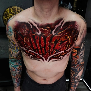 Farbe Autorenstil tattoo auf Brust #69774 | Tattoo Artist Dmitriy Varlakov