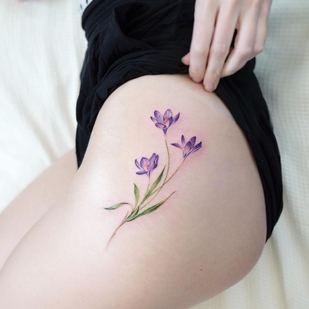 Weiblich Farbe  tattoo auf Oberschenkel #55608 | Tattoo Artist Dasol Kim