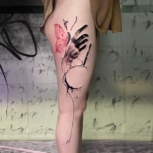 Weiblich Farbe Abstrakt tattoo auf Bein #70802 | Tattoo Artist PINKA