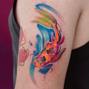 Weiblich Farbe Aquarell tattoo auf Schulter #56804 | Tattoo Artist Aleksandra Stojanoska