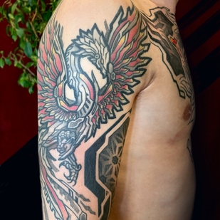 Männlich Farbe Ornamental tattoo auf Schulter #73385 | Tattoo Artist Ioann Leo ( LEO-VAN )