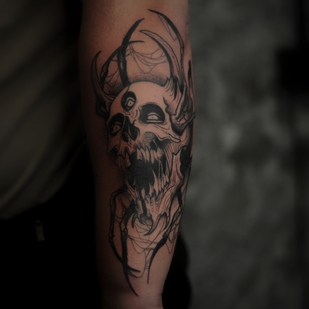 Männlich Schwarz Horror tattoo auf Handgelenk #73520 | Tattoo Artist Alexander Rebel