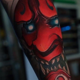 Männlich Farbe Japanisch tattoo auf Unterarm #73891 | Tattoo Artist Anton Raym