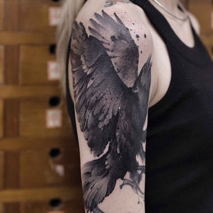 Schwarz Aquarell tattoo auf Schulter #14334 | Tattoo Artist Chen Jie