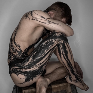 Männlich Schwarz Blackwork tattoo auf Bein #59476 | Tattoo Artist Vik Prokhorov