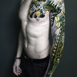 Männlich Farbe Neo-traditionell tattoo auf Ärmel #75211 | Tattoo Artist Pavlik Gusarov