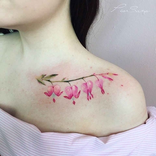 Weiblich Farbe  tattoo auf Schlüsselbein #15213 | Tattoo Artist Pis Saro