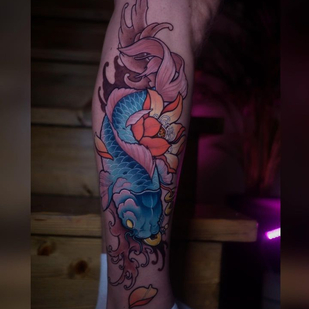 Weiblich Farbe Japanisch tattoo auf Bein #75688 | Tattoo Artist Alena Lang
