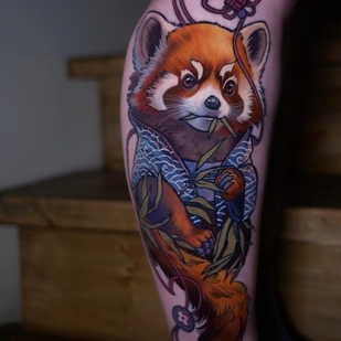 Männlich Farbe Neo-traditionell tattoo auf Bein #75690 | Tattoo Artist Alena Lang