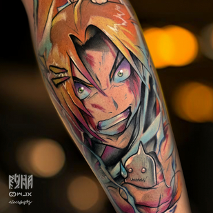 Männlich Farbe Anime tattoo auf Bein #77722 | Tattoo Artist Dmitriy Klaud