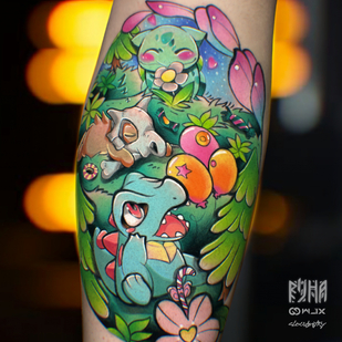 Weiblich Farbe Anime tattoo auf Schienbein #77723 | Tattoo Artist Dmitriy Klaud