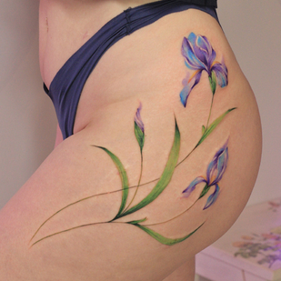 Weiblich Farbe Aquarell tattoo auf Oberschenkel #77727 | Tattoo Artist Ekaterina Garnet / Katy Garnet