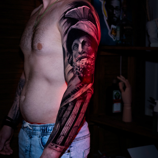 Männlich Schwarz und Grau Realismus tattoo auf Ärmel #79542 | Tattoo Artist Sergey Proshkin