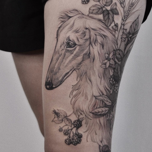 Weiblich Schwarz Grafik tattoo auf Oberschenkel #80690 | Tattoo Artist Anastasia Veresktt