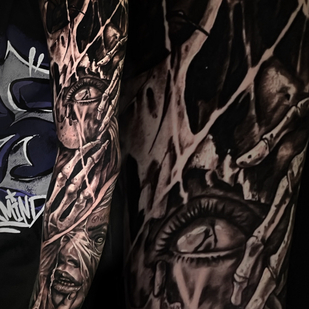 Männlich Schwarz Realismus tattoo auf Ärmel #81565 | Tattoo Artist Vladimir Solovev