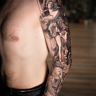 Männlich Schwarz Realismus tattoo auf Ärmel #81700 | Tattoo Artist Kirill Matusevich