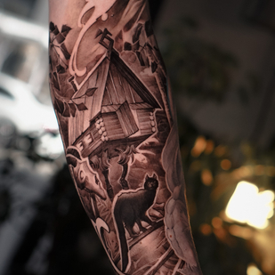 Männlich Schwarz Surrealismus tattoo auf Ärmel #81701 | Tattoo Artist Kirill Matusevich