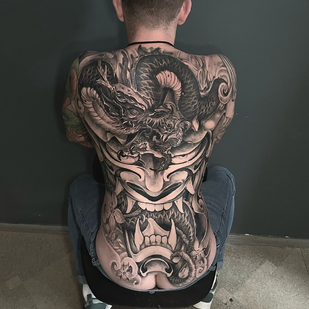 Männlich Schwarz Japanisch tattoo auf Rücken #81718 | Tattoo Artist Maxim Markov