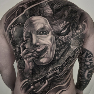 Männlich Schwarz und Grau Realismus tattoo auf Rücken #81817 | Tattoo Artist Roman Zakharchenko