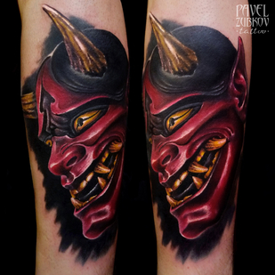 Männlich Farbe Porträt tattoo auf Schienbein #82985 | Tattoo Artist Pavel Zubkov