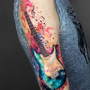 Männlich Farbe Aquarell tattoo auf Schulter #83080 | Tattoo Artist Victoria Maslova