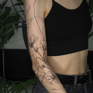 Weiblich Schwarz  tattoo auf Ärmel #84226 | Tattoo Artist Anna Novitskaya