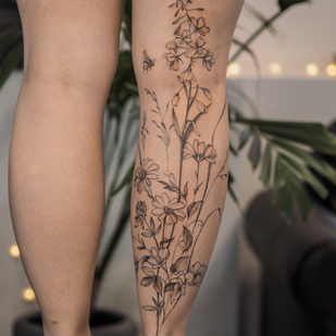 Weiblich Schwarz  tattoo auf Bein #84232 | Tattoo Artist Anna Novitskaya