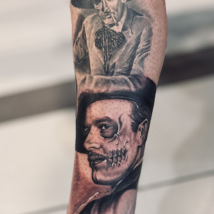 Männlich Schwarz und Grau  tattoo auf Bein #88378 | Tattoo Artist Brian Pardy