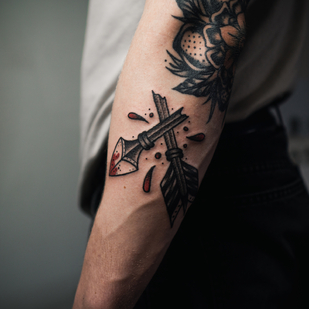 Männlich Farbe Old School tattoo auf Unterarm #85128 | Tattoo Artist Dmitrii Ostanin