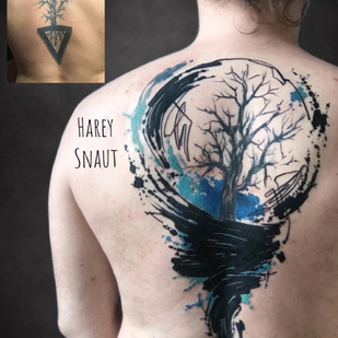 Männlich Farbe Cover-up tattoo auf Rücken #85346 | Tattoo Artist Harey Snaut