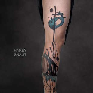 Männlich Farbe Abstrakt tattoo auf Bein #85357 | Tattoo Artist Harey Snaut