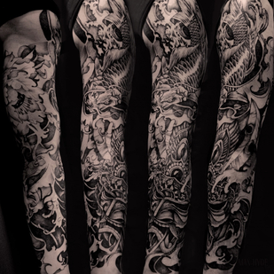 Männlich Schwarz und Grau Whipshading tattoo auf Ärmel #90862 | Tattoo Artist Max Hyde