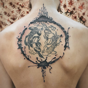 Männlich Schwarz und Grau Abstrakt tattoo auf Rücken #85748 | Tattoo Artist May