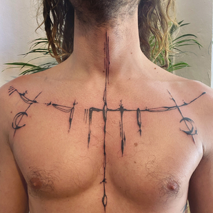 Männlich Schwarz Abstrakt tattoo auf Schlüsselbein #85749 | Tattoo Artist May