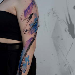 Weiblich Farbe Aquarell tattoo auf Ärmel #83592 | Tattoo Artist PINKA