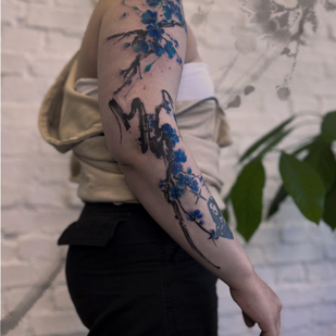 Weiblich Farbe Aquarell tattoo auf Ärmel #83596 | Tattoo Artist PINKA