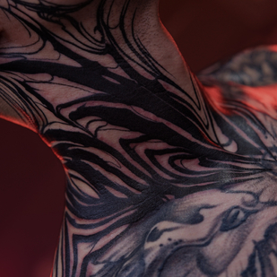 Männlich Schwarz Abstrakt tattoo auf Hals #84294 | Tattoo Artist Vik Prokhorov