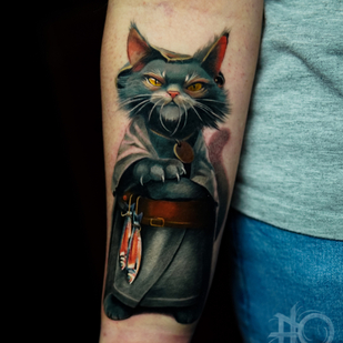Weiblich Farbe Realismus tattoo auf Unterarm #86210 | Tattoo Artist Anastasiya Yusupova CAT_KABUKI